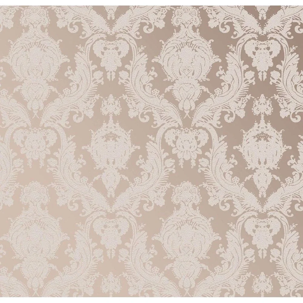 5 Rolls Textured Beige Removable Peel and Stick Damask Wallpaper, 20.5 in X 16.5